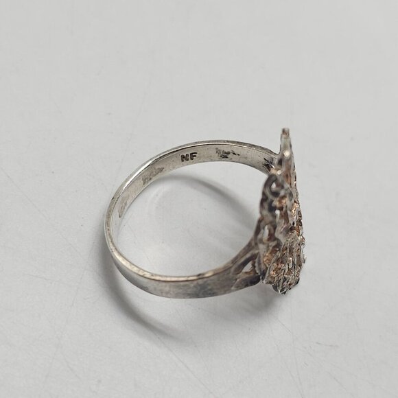 Vintage Sterling Silver Floral Filigree Ring Size 9 Total Weight 2.81 grams - Picture 6 of 8